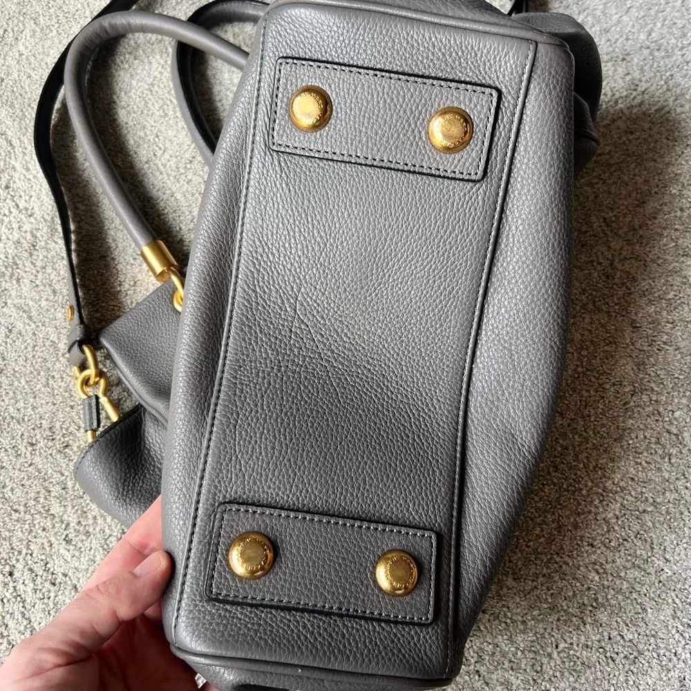 Marc By Marc Jacobs Gray Leather Satchel with Gold Hardware